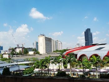 View of buildings against cloudy sky