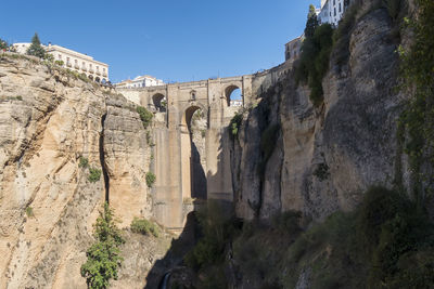Low angle view of rock formations