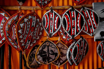 Close-up of lanterns hanging in market