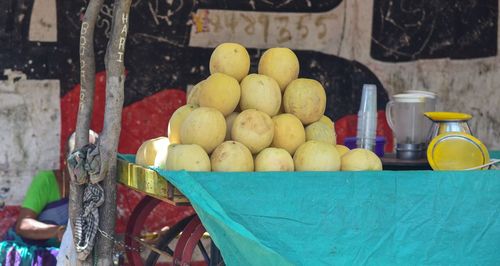 Various fruits for sale at market stall