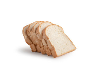 High angle view of bread against white background