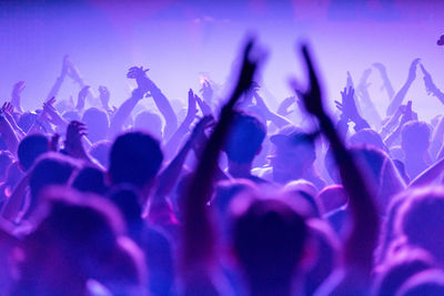 Crowd during music concert at night