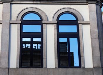 Close-up of window against blue sky