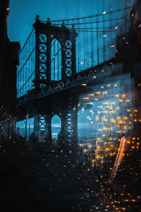 View of suspension bridge at night