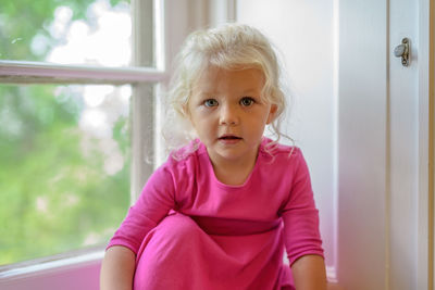 Portrait of cute girl at home