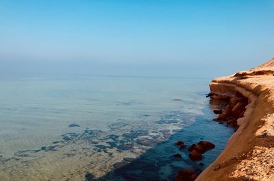 Scenic view of sea against clear sky