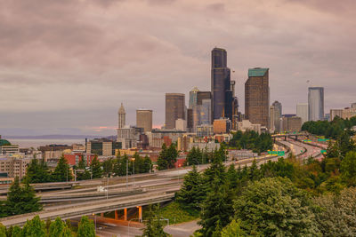 Buildings in city against sky