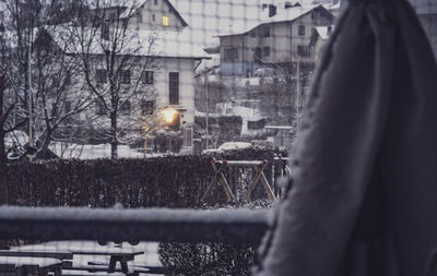 Rear view of man standing on snow