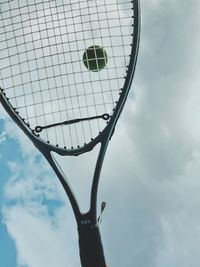 Low angle view of basketball hoop against sky