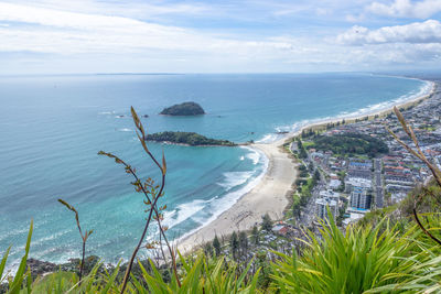 High angle view of sea against sky