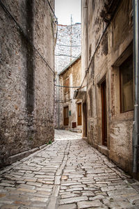 Narrow alley along old buildings