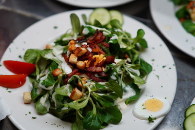 Close-up of salad served in plate