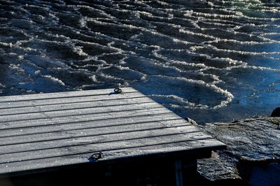 Close-up of wooden pier over water