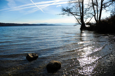 Scenic view of lake against sky