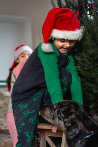 Portrait of woman with dog