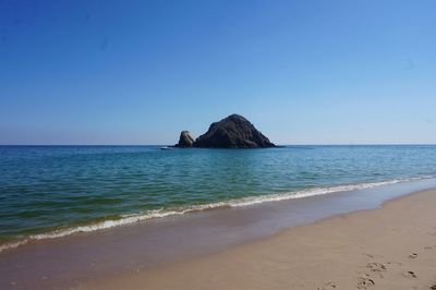 Scenic view of sea against clear sky