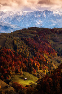 Scenic view of mountains against sky during winter