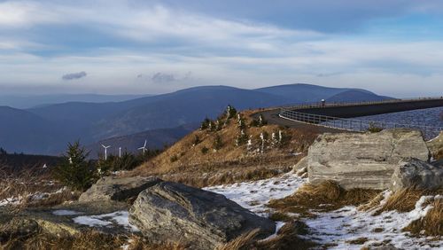 Scenic view of mountains against sky