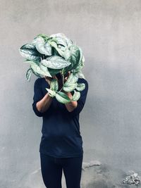 Hiding behind the indoorplants 