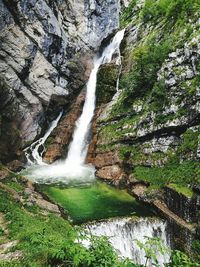 View of waterfall in forest