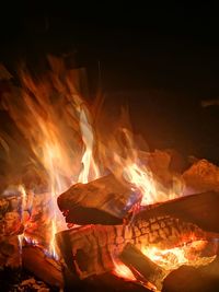 Close-up of bonfire at night