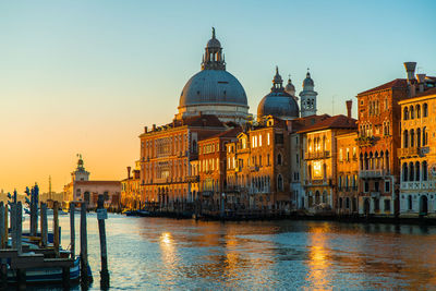 Sunrise near the grand canal in venice. 2021 summer