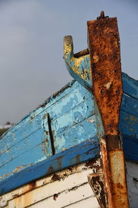 Low angle view of rusty old building