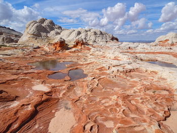 Scenic view of rock formations against sky