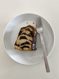 High angle view of cake on plate