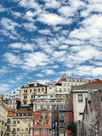 Low angle view of buildings in town