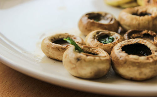 Close-up of food in plate on table