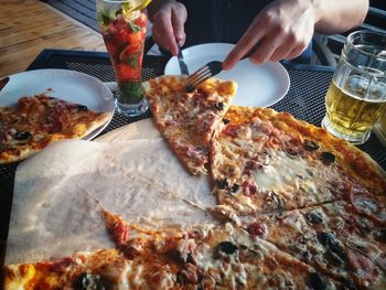 Close-up of pizza on table