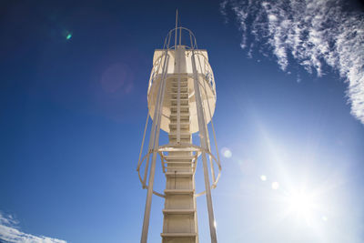 Low angle view of built structure against blue sky