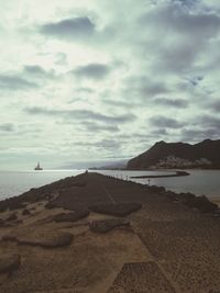 Scenic view of beach against sky