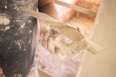 High angle view of human hand