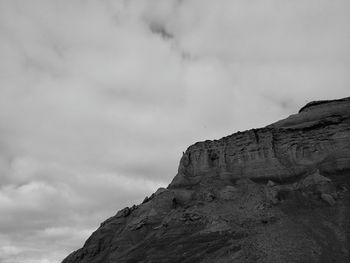 Low angle view of rock formation against sky