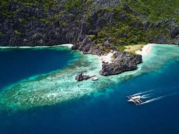 High angle view of island amidst sea