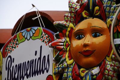 Close-up of multi colored umbrellas