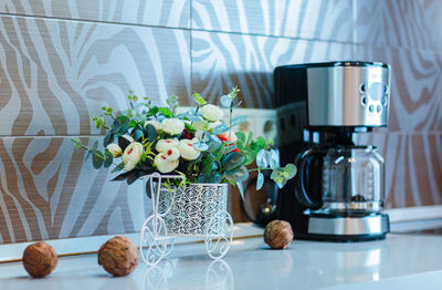 Potted plants on table