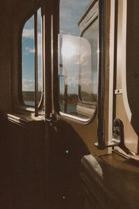 View of train through window