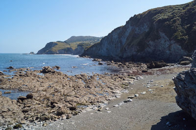 Scenic view of sea against clear sky