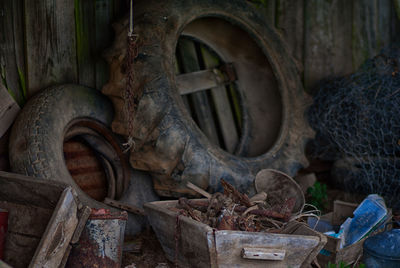 Close-up of abandoned building