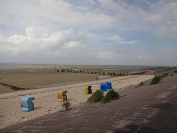 Scenic view of beach against sky