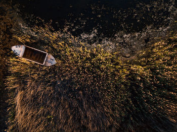 High angle view of abandoned cars on road