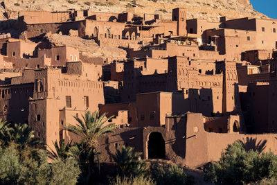 High angle view of buildings in town