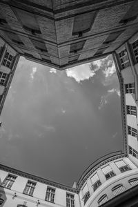 Directly below shot of buildings against sky