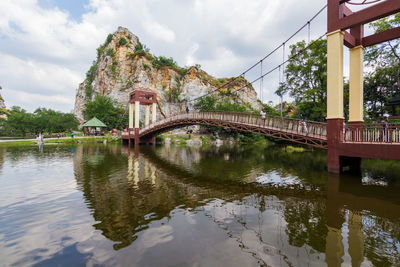 Bridge over river against sky