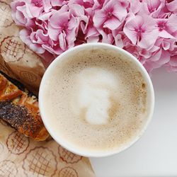 High angle view of coffee on table