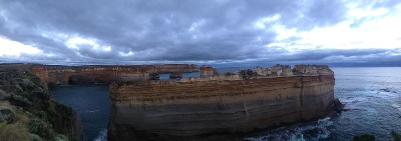 Panoramic view of sea against cloudy sky
