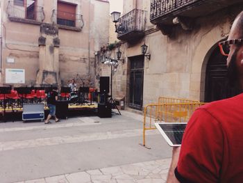 Woman standing in city